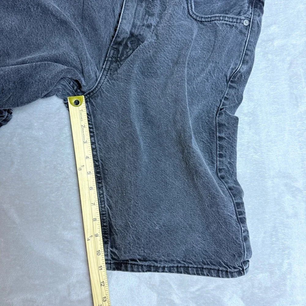 Levis 469 Denim Shorts Mens 32x12 Black Faded Loose Fit Baggy Skater Grunge Y2K